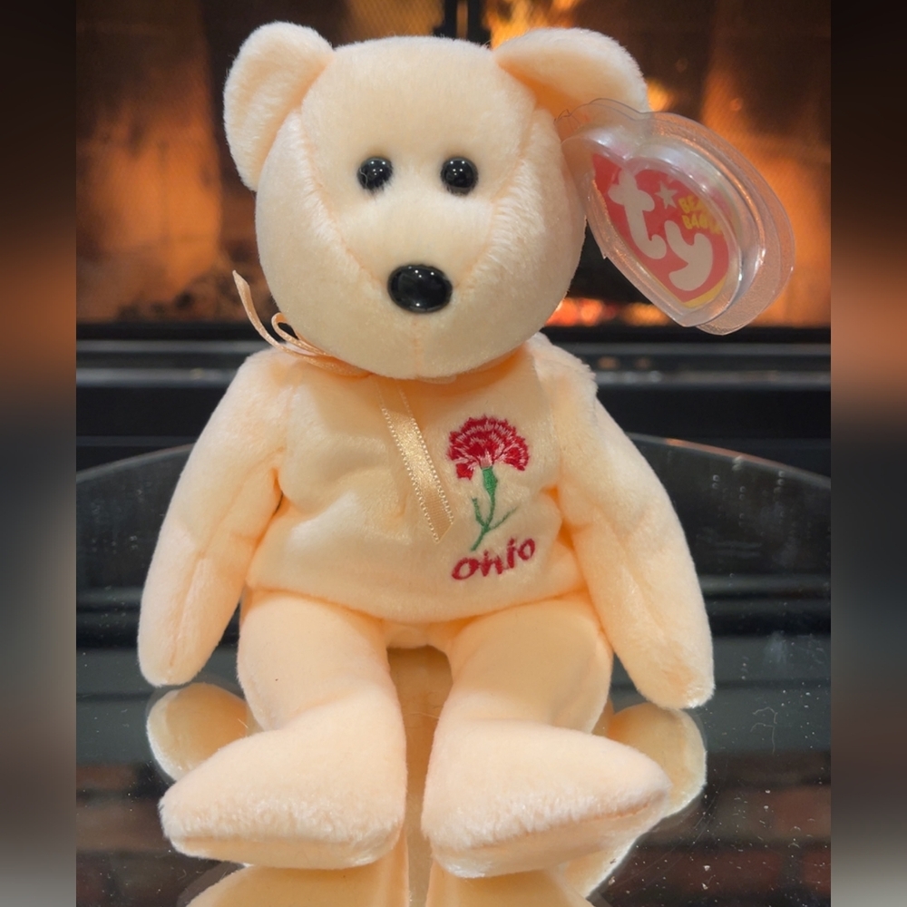 ‘98 - Ty - Ohio Scarlet Carnation Bear Beanie Baby